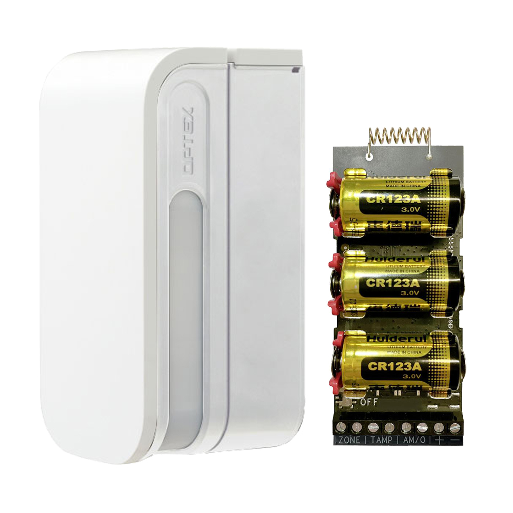 BXS-R(W)-AXPRO - Detector PIR dual Cortina Exterior 12m por lado (sensor dual) vía radio Optex + Transmisor vía Radio AXPRO Hikvision