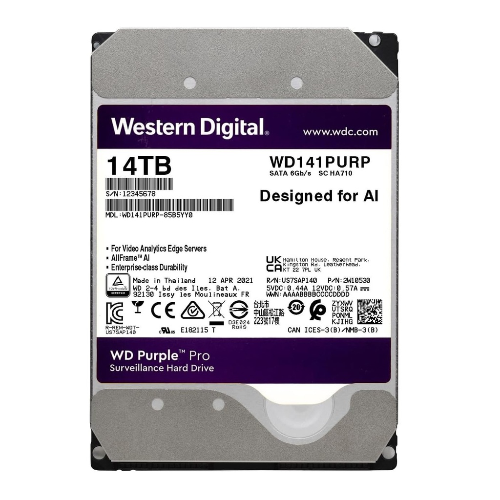 Western Disco Duro WD Purple Pro 14TB Especial Seguridad · Ref. WD142PURP