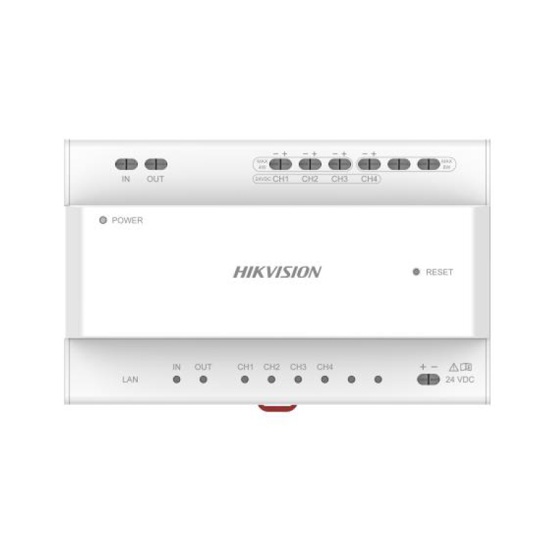 Hikvision Distribuidor de vídeo/audio de dos hilos Conexión en cascada 4CH TCP/IP RJ45 · Ref. DS-KAD704Y