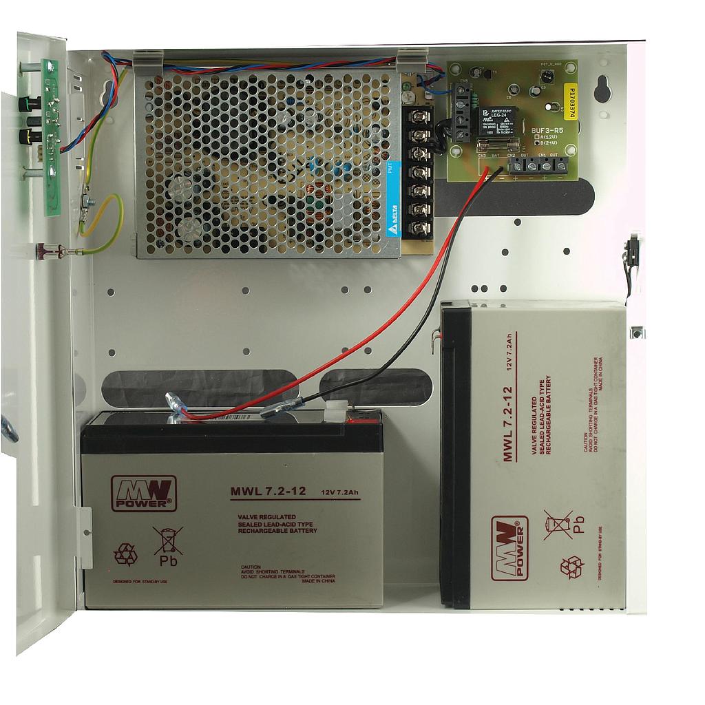 BSC02980 - Fuente de alimentación 24V - 4A con caja y espacio para 2 baterías de respaldo de 7Ah (no incluidas)