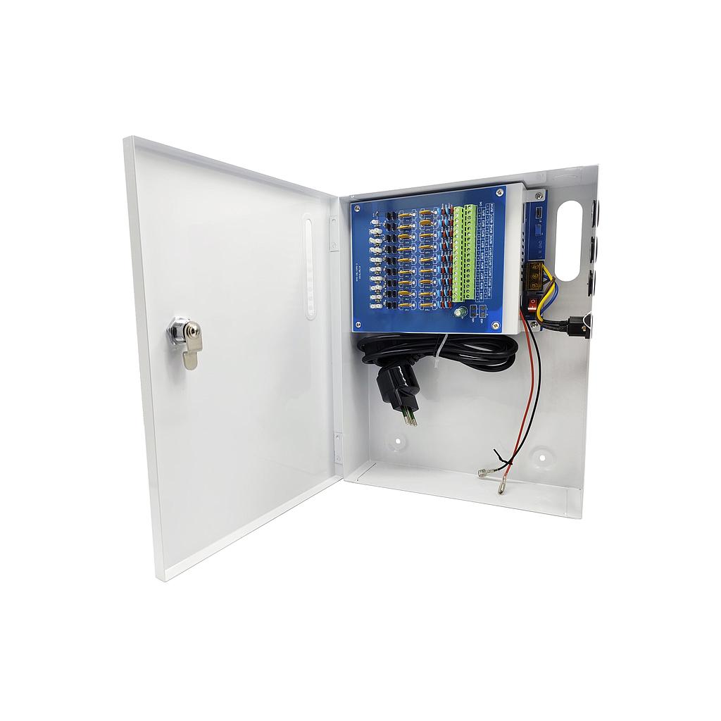 Folksafe Fuente de alimentación CCTV 13.8V 20A 18 Salidas Conexión Batería 7-20Ah (no incluida) · Ref. KAS-DC121820B
