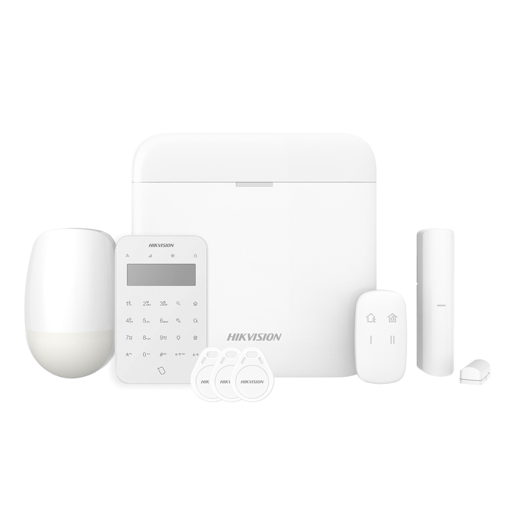 Hikvision Kit AXPRO 868MHz 64 zonas Hikvision Panel + PIR + Mando + Teclado + Contacto · Ref. AXPRO-64-PIR-M-K-R