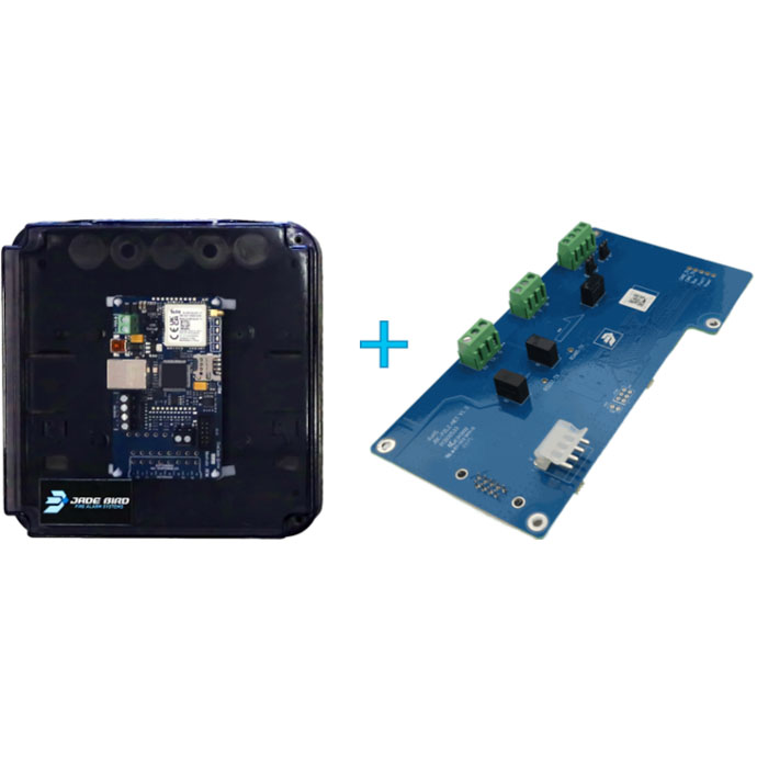Jade Bird Kit compuesto por transmisor JBE-FB2 (EN 54-21) y tarjeta JBE-P2L2-NET · Ref. TC-JBE