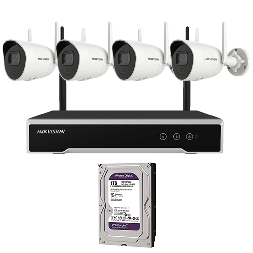 Hikvision Kit de 4 cámaras bullet IP WIFI + NVR + 1 HDD 1Tb · Ref. KIT BULLET IP WIFI