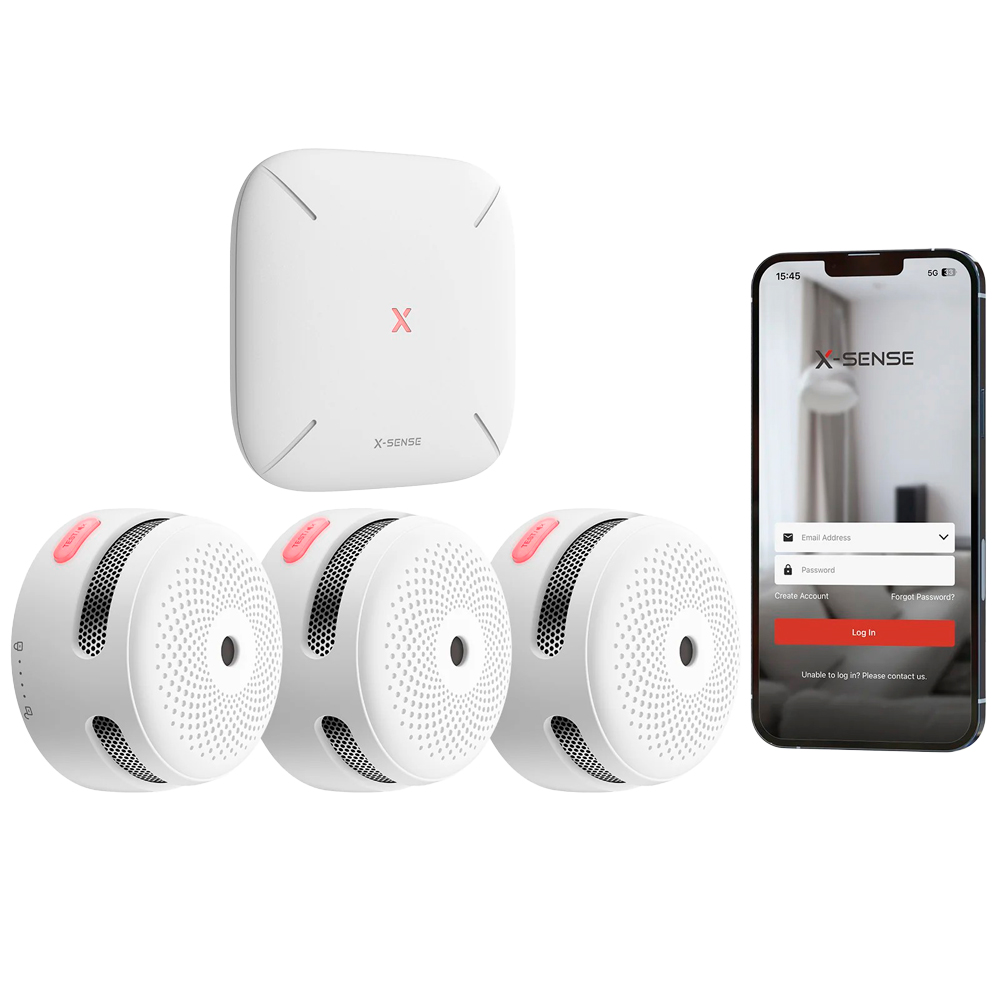 FS31 - Kit de detección de incendio autónomo Inlcuye 3 detectores de humo XS01-M y HUB SBS50