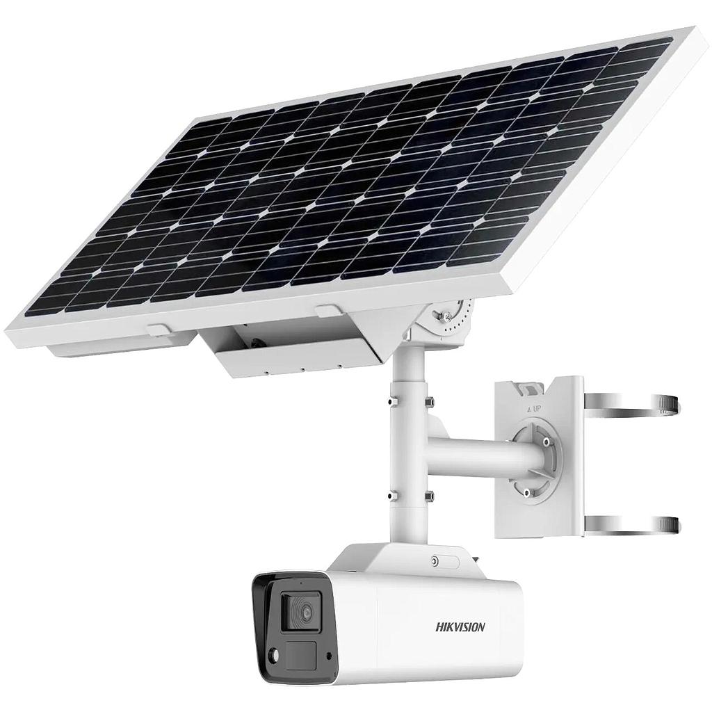 Hikvision Kit Energía Solar Cámara ColorVu 4MP 4mm IP67 4G Luz Blanca 30m MIC · Ref. DS-2XS2T47G1-LDH/4G/C18S40(4mm)/EU