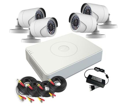 Hikvision KIT Grabador DVR 5en1 4CH + 4x Minibullet 4en1 1MP · Ref. DS-J142I/7104HGHI-F1+4CAM