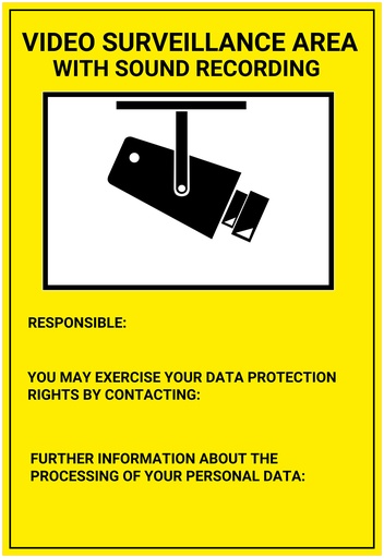 [BYSECUR-417] BSC00839 - Placa / cartel de Zona Videovigilada con grabación de sonido Inglés PVC para interior/exterior. Homologado según normativa vigente