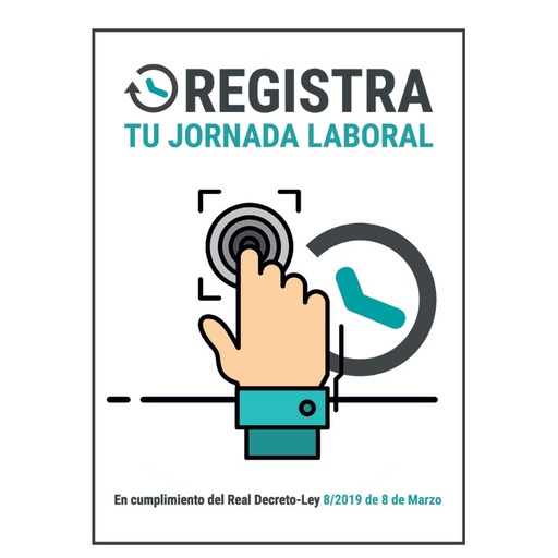 [BYSECUR-165] BSC20571 - Placa / Cartel Registro Jornada Laboral PVC para interior/exterior.Homologado según normativa vigente
