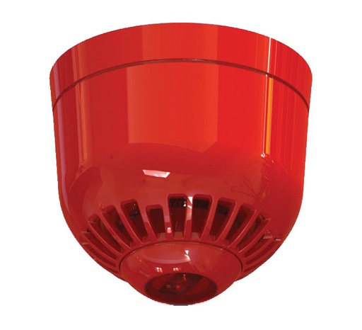 [KIDDE-360] ASC2366 - Sirena óptico-acústica analógica interior con flash rojo. Roja Base perfil bajo Techo
