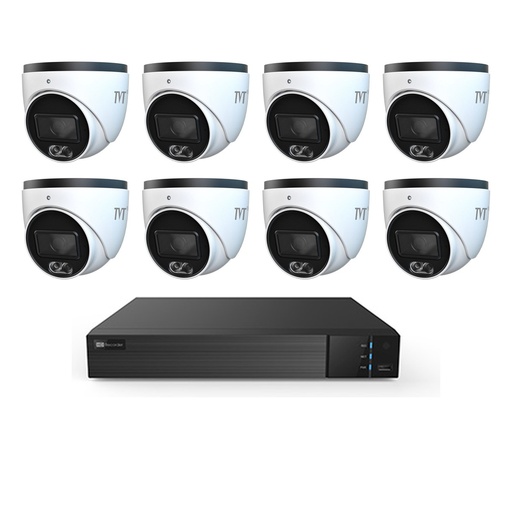 [KIT-DESECUR-IP8-TVT] DeSecur Kit videovigilancia IP 8 cámaras 4MP PoE · NVR 8 canales · Sistema CCTV para nave empresa o chalet