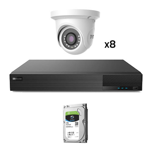 [TVT-127] KIT_TVT_1080_2 - Kit CCTV 8 cámaras Domo Preconfigurado TVT 1080p
